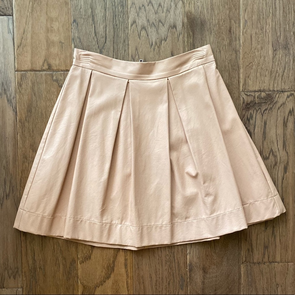Honey Punch Pink Faux Leather Pleated Skirt